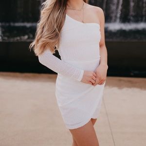 White sequin one shoulder dress